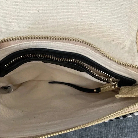 Abbie & Emmie Straw Crossbody Womens Small Gingham Gold Chain Summer Purse - Picture 6 of 12